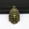 Colgante antiguo de bronce plateado con cabeza de indio para manualidades, material de aleación hecho a mano, accesorios de joyería
