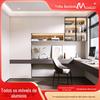 Armário de armazenamento de estudo de apartamento pequeno moderno, design de espaço simples, combinação de mesa conjugada, estante de alumínio personalizada