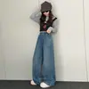 Pantalones de Pana para Niña, Estilo Nuevo Otoño/Invierno, Bolsillo Trasero Bordado, Pierna Ancha de Mezclilla, Tallas Mediana/Grande, Pantalones Rectos Adelgazantes para Niños, Cintura Alta, Largos, Modernos