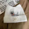 Versátil Nuevo Lindo Sombrero de Lana con Orejas de Perro y Gato para Mujer, Cálido y Versátil para Otoño e Invierno, Color Azul Que Realza el Cutis, Gorro de Punto