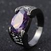 Anillo de Gema Roja en Forma de Huevo con Espejo de Joyería Transfronterizo para Mujer, Cobre Chapado en Negro Pistola Vintage con Incrustaciones de Diamantes, Cristal al por Mayor