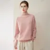 Suéter de caxemira estilo casual europeu e americano para mulheres, caxemira pura de cabra, novo suéter de tricô quente gola alta solto de outono e inverno