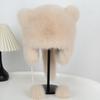 Gorro de mapache pequeño de piel de zorro, grueso y cálido para invierno, estilo princesa, moderno, con protección para las orejas, gorro de mapache pequeño relleno