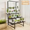 Soporte de flores de pie para balcón y sala de estar, estante de arte de hierro moderno simple para plantas suculentas, estante de escalera multicapa de acero inoxidable