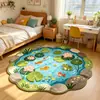 Tapete pastoral fresco em imitação de caxemira, com design de lago de desenho animado, tapete de pelúcia macio e amigo da pele, resistente a manchas e fornece isolamento, adequado como tapete de cabeceira ou almofada de sofá