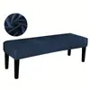 Funda Elástica de Color Sólido para Banco Largo de Terciopelo Zorro Plateado Transfronteriza con Correas Universal de Cobertura Total para Asiento de Piano Funda de Terciopelo para Taburete