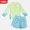 Traje de Banho Infantil Menino Menino Dividido Manga Comprida Novo Traje de Banho Juvenil Proteção Solar Calção de Natação para Treino Profissional