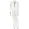 Vestido Feminino Sexy Bodycon de Cor Sólida, Estilo Europeu e Americano, Soltinho, Moda Casual de Férias, Novo Vestido Longo