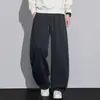 Novas calças casuais de malha curvas para outono e inverno para homens, largas, confortáveis, simples, com bom caimento, que alongam a silhueta, afinam, calças retas de perna larga