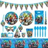 Marvel Homem de Ferro Azul Tema Festa Pratos de Papel Festa de Aniversário Infantil Suprimentos Guardanapos de Papel Copos de Papel Conjunto de Louças