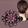 Pinza para el pelo de tres puntas estilo coreano, Pinza de pico de pato elegante para adultos con flor de pedrería, Accesorio para el pelo para mechones rebeldes, Pinza antideslizante
