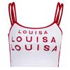 23043Bm Letra Bordada Tirantes Contrastantes para Mujer Verano Ombligo Descubierto Sexy Ajustado Tirantes Finos Chaleco para Mujer Nicho Mayoreo