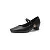 Zapatos Casuales de Trabajo Estilo Nuevo con Tacones Gruesos Medianos, Mocasines Simples con Correa, Zapatos de Princesa, Tallas 33-43, Zapatos de Exportación de Amazon