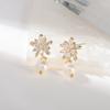 Nuevos pendientes de perla de circón pendientes sencillos aguja de plata de ley 925 pendientes de oro totalmente chapado exquisitos pequeños para mujer