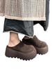 2026 Novo Estilo Plataforma Sola Grossa Bico Fechado Meia-Pantufa para Mulheres, Chinelo Preguiçoso Slip-On Retro Aumentador de Altura para Mulheres
