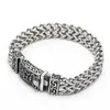 Moda Transfronteriza Europea y Americana Dominante Pulsera de Acero de Titanio de Doble Fila para Hombre Joyería de Mano Personalizada Tendencia Retro de Nicho Venta Directa de Fábrica