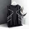 Chaleco de Seda de Hielo para Hombre Verano Deportes Fitness Capa Base Hombro Ancho Entrenamiento Camiseta Fina sin Mangas Secado Rápido Tendencia Top para Hombre
