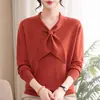 Suéter de punto de manga larga para mujer, nueva colección primavera/otoño 2026, estilo casual para mujeres de mediana edad, delgado y ligero, con cuello camisero, adecuado como capa base