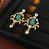 2026 Nuevos Pendientes Populares de Cristal Incrustados con Diamantes, Pendientes Retro Estilo Hong Kong, Pendientes Elegantes de Lujo Ligero de Alta Gama al por Mayor