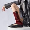 Conjunto de meias femininas primavera e outono cano longo série miu meias de empilhar cano longo cinza ins da moda outono e inverno meias de cano médio para garotas quentes etiquetas de empilhamento