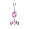 E-commerce transfronteiriço joias para piercing atacado online fivela de umbigo zircônia rosa fresh baked anel de umbigo prego de umbigo