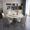 Mesa de jantar redonda em mármore estilo italiano, uma mesa redonda luxuosa e elegante para uso doméstico, adequada para restaurantes e ambientes comerciais, com tampo de mármore resistente ao calor que pode ser usado com cooktops de indução