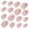 Manicure Francesinha Redonda Curta Rosa Nude Dourada Unhas Postiças Usáveis Dourado Pasta 3D Unhas Usáveis Atacado