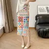 Falda Plisada Estilo Miyake para Mujer 2026 Nueva Falda Recta de Longitud Media con Abertura Estampado Bohemio Adelgazante