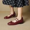 Zapatos de Ballet de Piel de Oveja de Punta Redonda con Lazo para Mujer 2025 Primavera Nuevo Retro Hebilla Doble con Suela Suave Boca Baja Zapatos de Moda de Una Capa