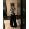 Camiseta básica gris de manga corta Camiseta interior para mujer Primavera y verano Nuevo Ajustado Chica caliente Hombro corto Top ajustado