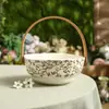 Juego de Té de Cerámica con Tazas, Platillos y Tetera para Uso Doméstico, Adecuado para Regalo, Serie de Rama y Vid de Cerámica con una Cesta Portátil