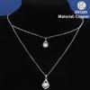 Collar de Cadena para Clavícula de Doble Capa con Zirconia Microincrustada en Forma de Gota de Agua Dongdaemun New Moda para Mujer Estilo Lujo Ligero Elegante Venta al por Mayor