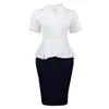D3363 Ropa para Mujer Tallas Grandes 2026 Nuevo Verano Manga Corta Volantes Elegante Bloques de Color Ajustado Vestido Africano