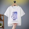 Camiseta de algodón de manga corta para niños y niñas, cuello redondo, informal, estilo nacional, para verano