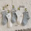 Calcetines Versátiles Lindos de Otoño e Invierno para Niños, Calcetines de Caña Media con Patrón Fair Isle de Princesa Ins para Niños Mayores