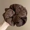 Goma para el pelo tipo scrunchie de estampado de leopardo en color marrón claro para mujer, con un tacto de alta gama, adecuada para recoger el pelo en un moño o una coleta alta
