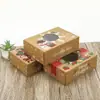 Caja de Papel Kraft para Envío Transfronterizo con Ventana, Cartulina Blanca, Cartulina Negra, Caja Cuadrada para Joyería Avión, Caja Pequeña de Empaque Navideño Personalización