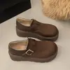 Estilo Mocasín Tacón Alto Amarillo Nuevo Retro Suela Gruesa Zapatos Casuales Mujer Primavera Casual 2026 Estilo Petite