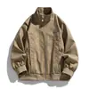 Chaqueta de Cuero PU de Alta Gama Estilo Retro Americano 2026 para Hombre, Chaqueta de Motocicleta con Cuello Alto, Estilo Masculino Primavera y Otoño, Abrigo de Cuero Fresco y Holgado