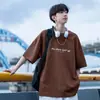 Camiseta de Manga Corta de Algodón Puro para Hombre, Nuevo Estilo Verano 2026, Marca Americana de Moda, Camiseta Holgada de Manga Larga de Peso Pesado para Niños