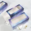 Caixa de Bolo Branca Portátil com Abertura de Janela, Caixa de Embalagem para Bolo Mousse Assado, Caixa Descartável para Sobremesa para Levar