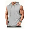 2026 Aliexpress Verano Hombres Fitness Entrenamiento Viaje Estiloso Deportivo Color Sólido Con Capucha Sin Mangas Chaleco En Stock