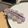 Pinza de Plátano de Moda Estilo Coreano con Perlas y Pedrería Hechas a Mano, Accesorio para el Cabello para Peinados Recogidos, Pinza Vertical con un Toque de Lujo, Pasador Versátil para Mujeres