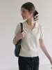 Camisa Polo Blanca Clásica Retro Llegada Nueva de Verano Petite Hombro Normal Temperamento Versátil Tejido de Punto Manga Corta Superior 362