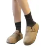 Sapatos femininos Birkenstock estilo plataforma para uso externo, novidade primavera 2026, tamancos vintage sem cadarço com plataforma, bico fechado