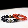 Obsidiana Natural Ágata Roja Santo Patrono del Zodíaco del Zodíaco Pulsera Mantra de Seis Caracteres Bronceada para Hombres y Mujeres Pulsera Benmingfo