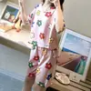 Pijama para Mulheres Verão 2026 Novo Estilo Fino Doce e Fofo Manga Curta Desenho Animado Roupas de Casa Conjunto de Duas Peças para Meninas Estudantes