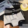 Cueca Boxer de Algodão Puro Cinza Feminina Cor Contrastante 10A Algodão Puro Entreperna Estendida Antibacteriana Cintura Média Calça Feminina que Cobre o Quadril