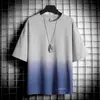 Camiseta de Manga Corta para Hombre de Alto Volumen de Ventas, Tipo Algodón de Manga Corta Verano 2026 Nueva Casual Color Degradado Corte Holgado Camiseta Básica