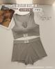 Comercio Exterior Cuello en V Algodón Puro Sujetador Deportivo Shorts Conjunto de Dos Piezas Yoga A Prueba de Impactos Top de Relleno Ropa Exterior Chaleco Traje de Shorts Mujer